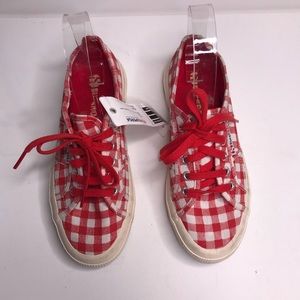 Superga Red Checkered Sneakers